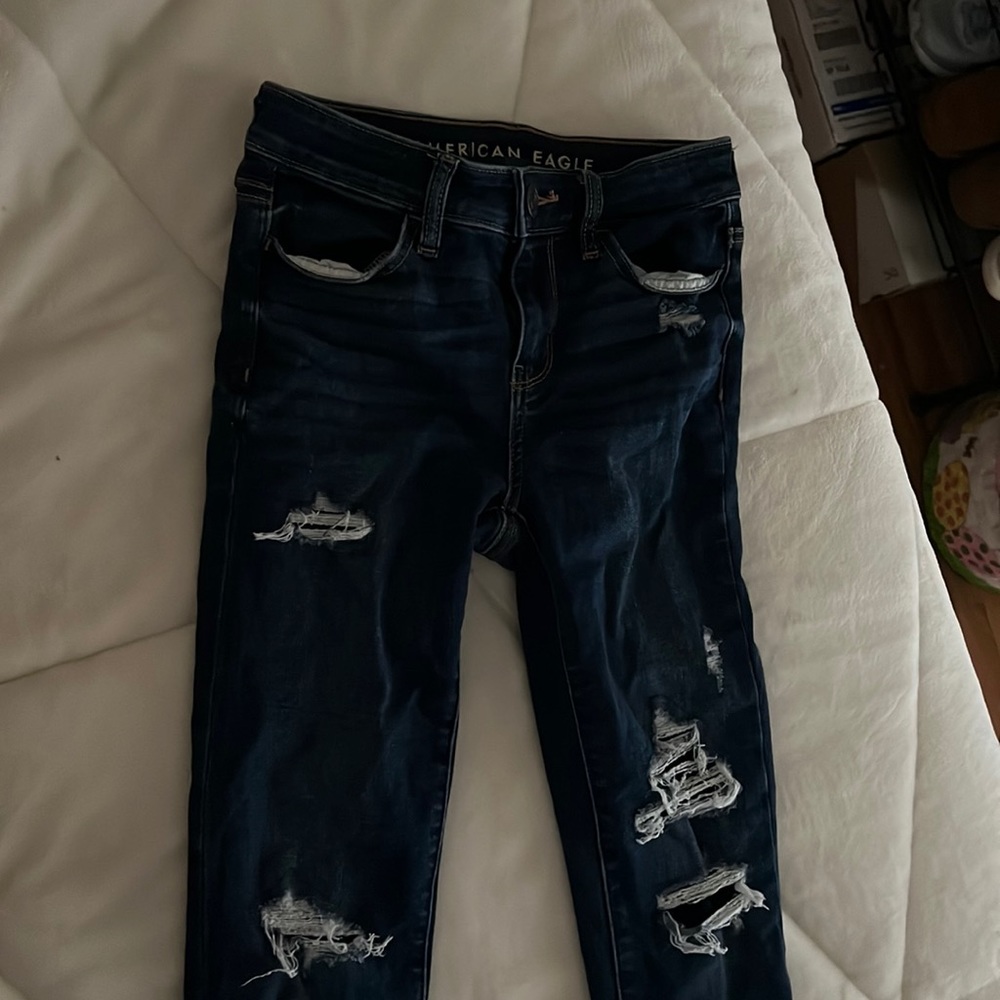 American Eagle Ripped but patched jeans